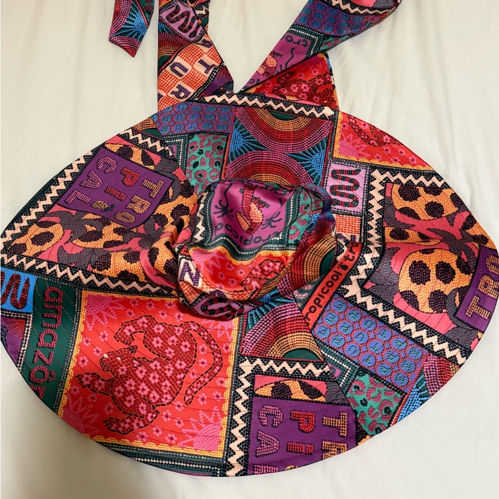 Farm Rio Dotted Patchwork Scarf hat - image 3